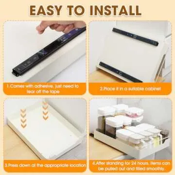 Pull Out Cabinet Organizer, Heavy Duty Slide Out Drawers for Kitchen Cabinets Adhesive Cabinet Pull Out Shelves Peel and Stick Slide Out Drawers for Kitchen Bathroom,11.8" W X 16.9" D X 2.8" H