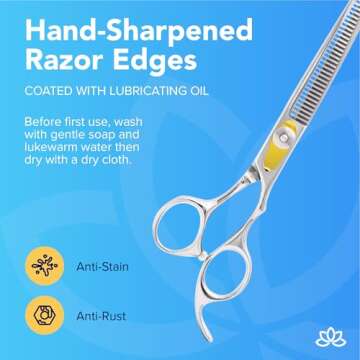 Equinox International, Professional Hair Scissors, Japanese Stainless Steel-Barber Hair Cutting Texturizing Thinning Razor Edge Series Teeth Shears for Men/Women/Kids/Salon & Home-6.5" Overall Length