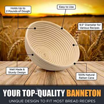 Sourdough Starter Kit - 8.5" Proofing Baskets for Sourdough Bread Baking Supplies 14 Bread Stencils ...