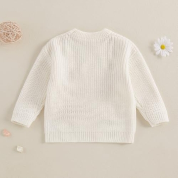 Toddler Knit Sweater with Bow Embroidery for Girls