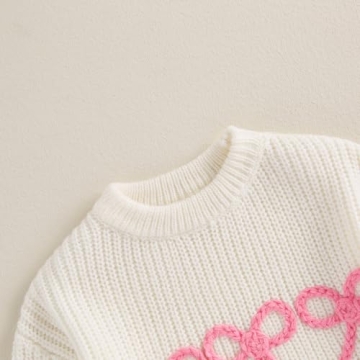 Toddler Knit Sweater with Bow Embroidery for Girls