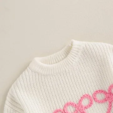 Toddler Knit Sweater with Bow Embroidery for Girls