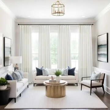 Natural Linen Curtains 84 Inch Length 2 Panels Set for Living Room,Rod Pocket Ivory Cream Colored Bo...