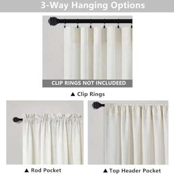 Natural Linen Curtains - Elegant Light Filtering Panels 84 Inch Set