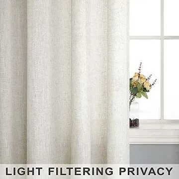 Natural Linen Curtains - Elegant Light Filtering Panels 84 Inch Set