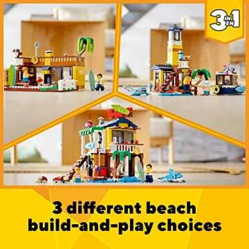 LEGO Creator 3 in 1 Surfer Beach House with Minifigures, Fun for All Ages