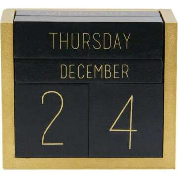 Juegoal Wooden Perpetual Calendar - Elegant Office Desk Accessory