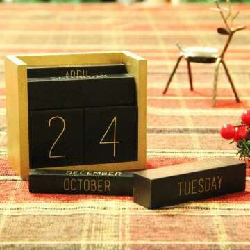 Juegoal Wooden Perpetual Calendar for Daily Use