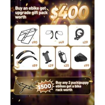 PUCKIPUPPY Electric Bike for Adults Dual Motor 1600W, 48V 20AH Battery Adult Electric Bicycle, 26" F...