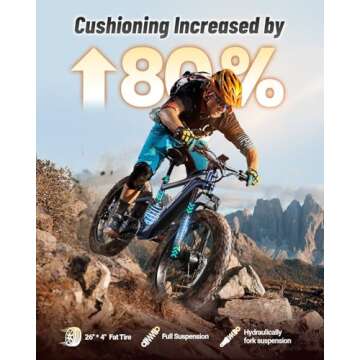 PUCKIPUPPY Electric Bike for Adults Dual Motor 1600W, 48V 20AH Battery Adult Electric Bicycle, 26" Fat Tire Full Suspension, 28MPH 80Miles Range, 7 Speed Hydraulic Disc Brakes，UL Tested Blue Grey