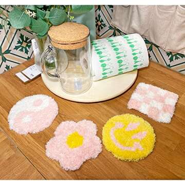 Cute Pink Coaster Set for Home Decor and Gift Ideas
