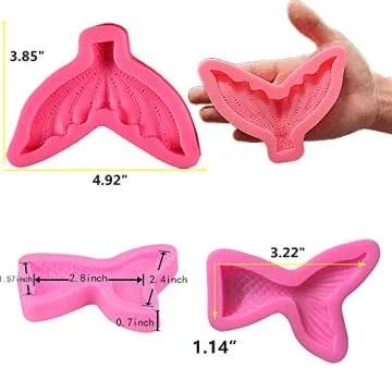 JeVenis 3D Big Mermaid Tail Mold Mermaid Silicone Fondant Mold for Cake Decoration Chocolate Candy Mold Soap Mold