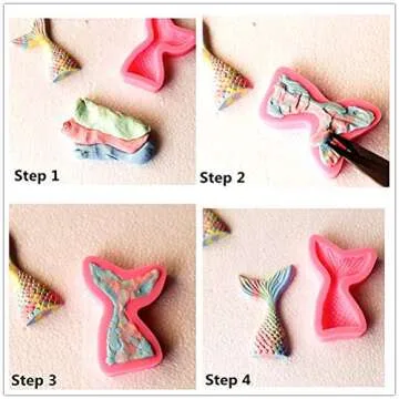 JeVenis 3D Big Mermaid Tail Mold Mermaid Silicone Fondant Mold for Cake Decoration Chocolate Candy Mold Soap Mold