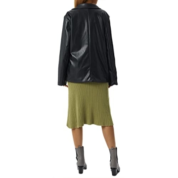 BHMAWSRT Women's Faux Leather Blazer Coat Fashionable & Comfy