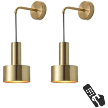 KEFA Battery Operated Wall Lights Indoor with Remote,2 Pieces of Bedroom Bedside Chandelier Gold War...