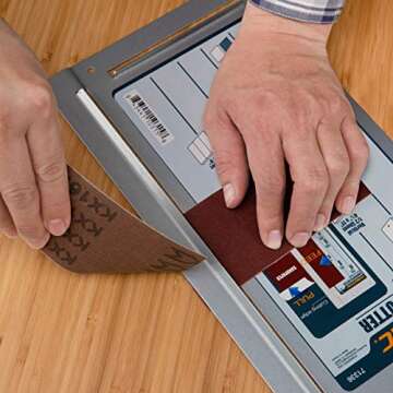 POWERTEC Flexible Contour Sanding Grips Set w/ 3 Flexible Foam Pads and 6 Profile Grips & Sandpaper Cutter (71441 & 71336)