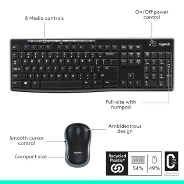Logitech MK270 Wireless Keyboard and Mouse Combo - Compact Design