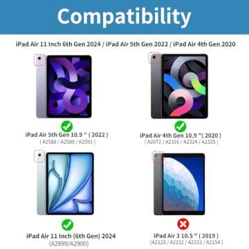 kenke Case for iPad Air 11-inch M2 (2024), iPad Air 5th/4th Generation (2022/2020) 10.9-inch, Auto Sleep/Wake Slim Trifold Stand Case with Pencil Holder, Soft TPU Smart Back Cover, Gray