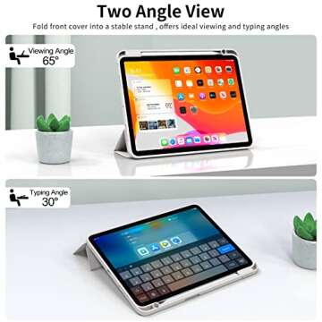 kenke Case for iPad Air 11-inch M2 (2024), iPad Air 5th/4th Generation (2022/2020) 10.9-inch, Auto Sleep/Wake Slim Trifold Stand Case with Pencil Holder, Soft TPU Smart Back Cover, Gray