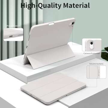 kenke Case for iPad Air 11-inch M2 (2024), iPad Air 5th/4th Generation (2022/2020) 10.9-inch, Auto Sleep/Wake Slim Trifold Stand Case with Pencil Holder, Soft TPU Smart Back Cover, Gray