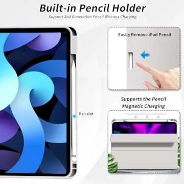 kenke Case for iPad Air 11-inch M2 (2024), iPad Air 5th/4th Generation (2022/2020) 10.9-inch, Auto Sleep/Wake Slim Trifold Stand Case with Pencil Holder, Soft TPU Smart Back Cover, Gray