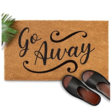 MAINEVENT Go Away Doormat - Funny Outdoor 30x17 Inch Welcome Mat