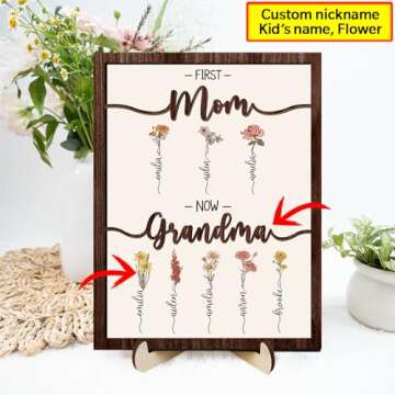Nazenti Custom Grandma Garden Wood Plaque for Mother's Day