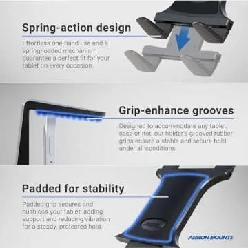 ARKON Mounts TAB131 Clamp Post Universal Tablet Mount Compatible with iPad Air, iPad 4 3 2, Galaxy Note 10.1 Pro12.2 Retail Black