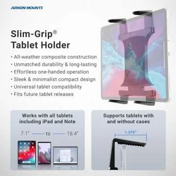 ARKON Mounts TAB131 Clamp Post Universal Tablet Mount Compatible with iPad Air, iPad 4 3 2, Galaxy Note 10.1 Pro12.2 Retail Black