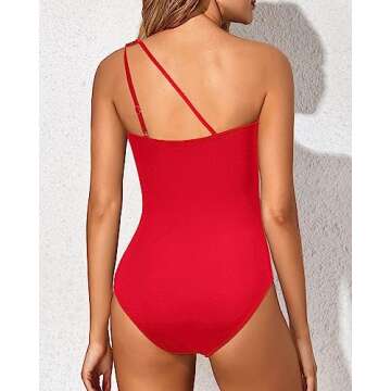 Stylish One Shoulder Tummy Control Swimsuit for Women