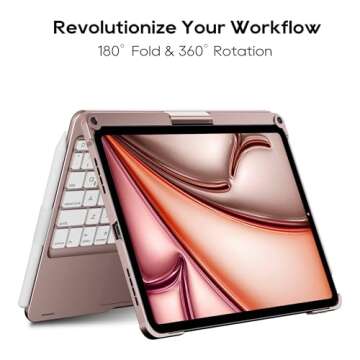 edaiser Swivel Keyboard Case for Apple iPad Air 11 inch M2 & iPad Pro 11-inch (4th/3rd/2nd/1st) & iP...