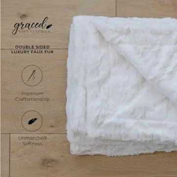 GRACED SOFT LUXURIES Throw Blanket Softest Warm Elegant Cozy Faux Fur Aesthetic for Home, Couch, Sofa, Bed, Living Room (Solid Ivory, Extra Large 60" x 80")