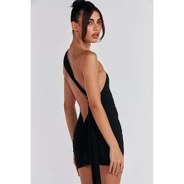 ABYOVRT Backless Dress for Women - Elegant Party Wear
