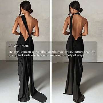 ABYOVRT Backless Dress for Women - Elegant Party Wear