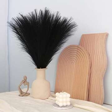 Faux Pampas Grass Decor,ROMZCPH 6 Stems 17"/45cm Small Artificial Pampas Grass,Short Fake Pompous Gr...
