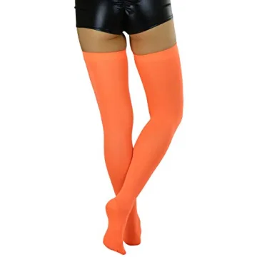 Vibrant Neon Orange Thigh High Stockings for Everyone