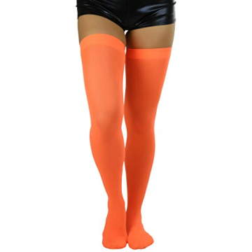 Vibrant Neon Orange Thigh High Stockings for Everyone