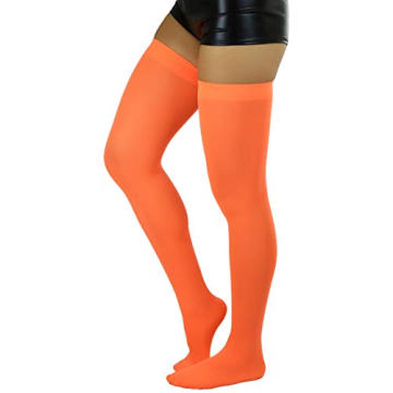 Vibrant Neon Orange Thigh High Stockings for Everyone
