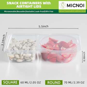 MICNOI Snack Containers 20 Pack for Healthy On-the-Go Snacking