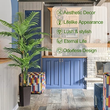 Keeplush 6ft Tall Triple Golden Cane Palm for Home Decor