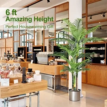 Keeplush 6ft Tall Triple Golden Cane Palm for Home Decor