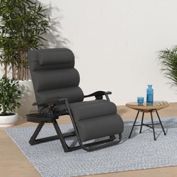 Oversized Zero Gravity Chair with Removable Cushion and Side Tray