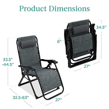 Oversized Zero Gravity Chair with Removable Cushion and Side Tray