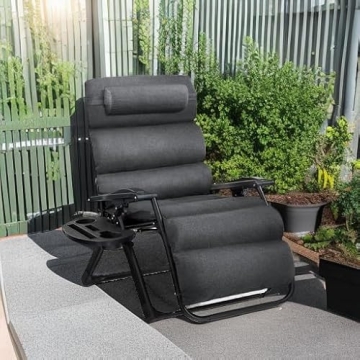 Oversized Zero Gravity Chair with Removable Cushion and Side Tray