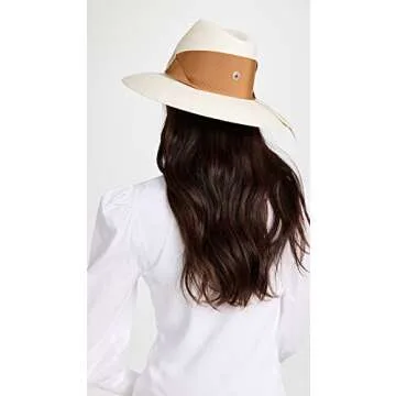 Freya Women's Gardenia Straw Hat, White - Bone/Caramel, L