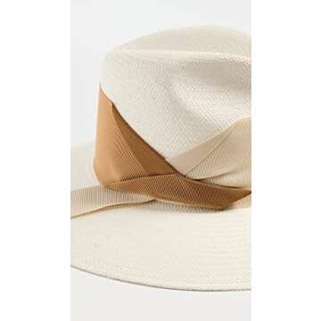 Freya Women's Gardenia Straw Hat, White - Bone/Caramel, L