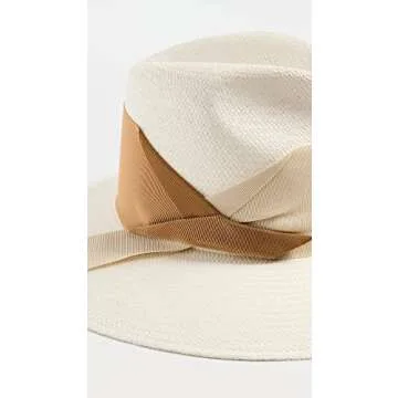 Freya Women's Gardenia Straw Hat, White - Bone/Caramel, L