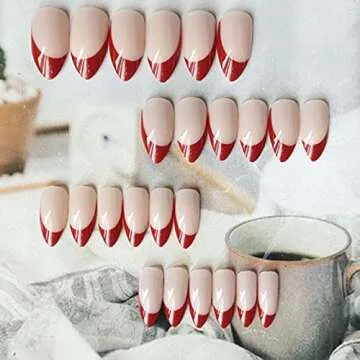 Kamize Press On Nails - Medium Red Acrylic Full Cover