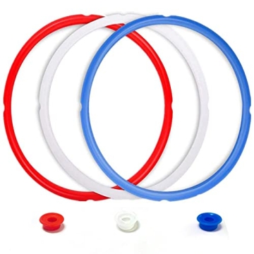 Silicone Sealing Ring for InstaPot - 3 Pcs Replacement Silicone Gasket Seal Rings with 3 Colors(Red,...