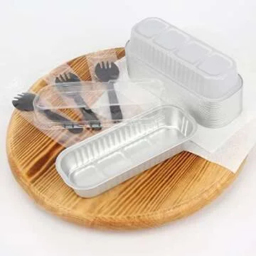 LNYZQUS Mini Loaf Baking Pans with Lids 50 Pack, 6.8oz Rectangle Aluminum Foil Mini Cake Baking Pans...